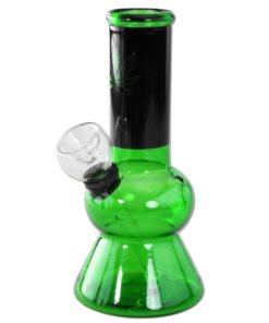 Green Glass Bong with Leaf 13,5cm