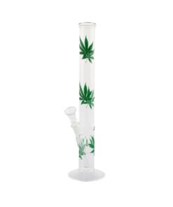 Greenline Glass Bong With Leaf | H: 35cm Ø: 35mm