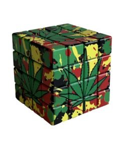 Aluminium Magic Square Grinder 4 parts - Weed Leaf